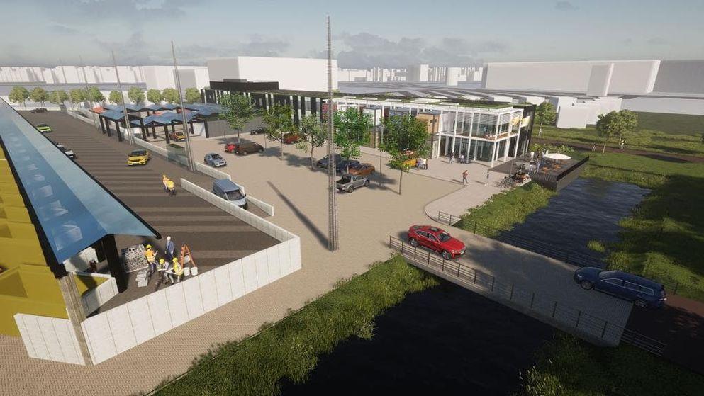 Een artist impression van de Upcycle Mall aan de Bovendijk 